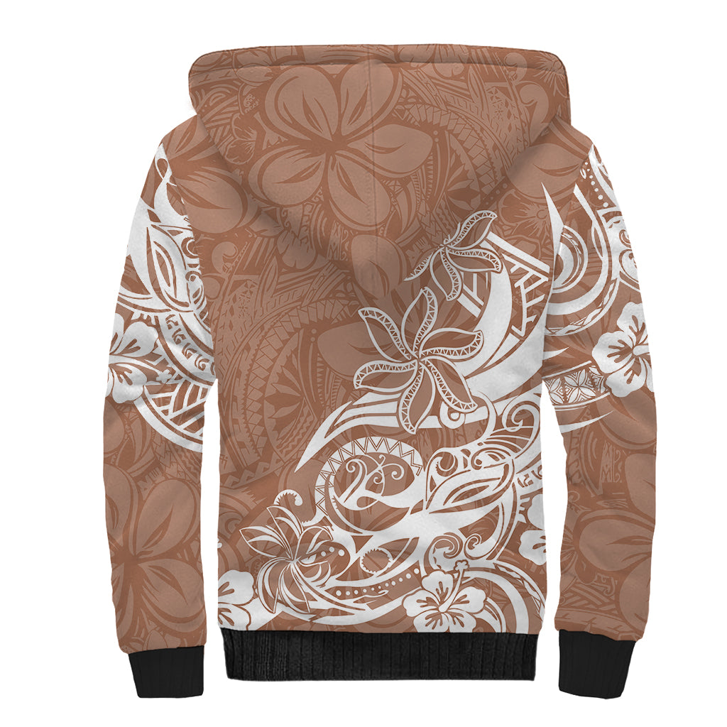 Polynesian Sunset Plumeria Sherpa Hoodie Pacific Island Tribal Nude Style LT9 - Polynesian Pride