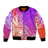 Polynesian Sunset Plumeria Bomber Jacket Pacific Island Tribal Purple Style LT9 Unisex Purple - Polynesian Pride