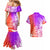 Polynesian Sunset Plumeria Couples Matching Mermaid Dress and Hawaiian Shirt Pacific Island Tribal Purple Style LT9 - Polynesian Pride