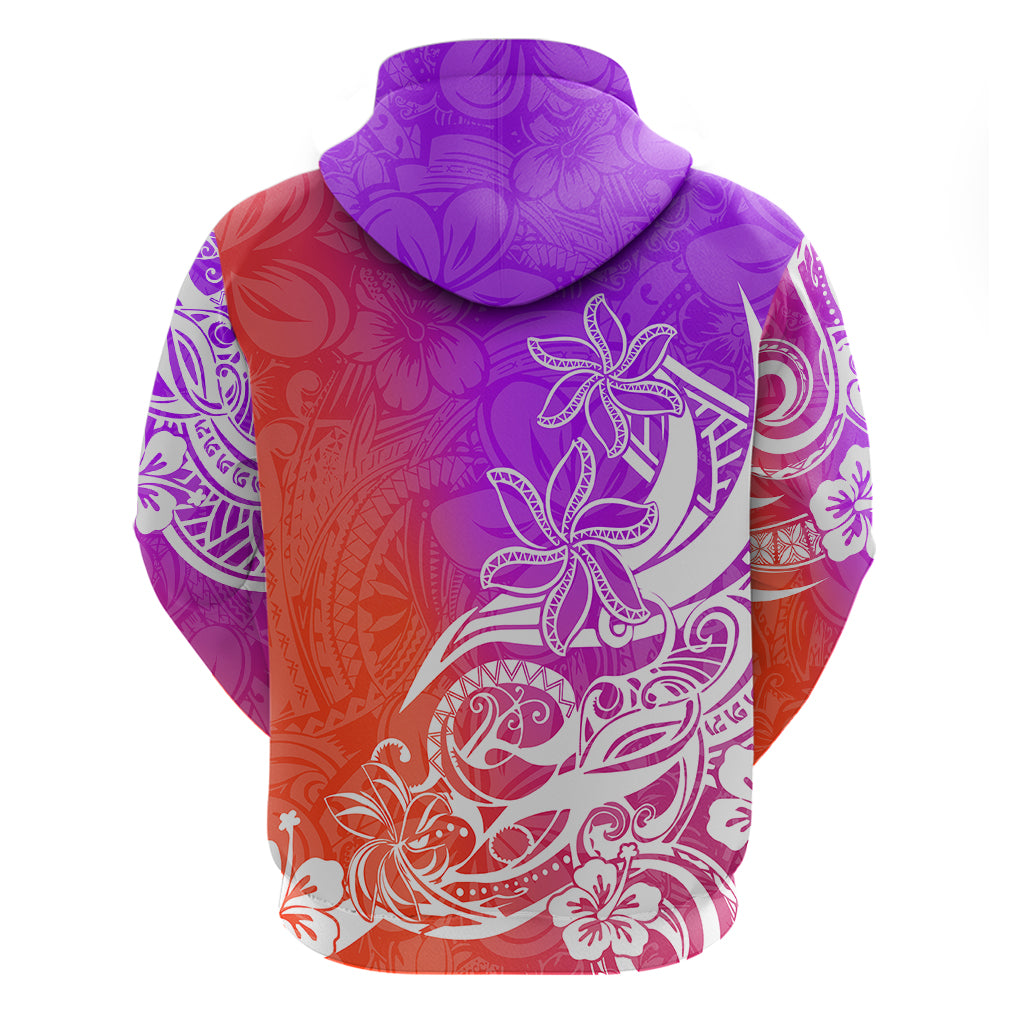 Polynesian Sunset Plumeria Hoodie Pacific Island Tribal Purple Style LT9 - Polynesian Pride