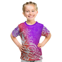 Polynesian Sunset Plumeria Kid T Shirt Pacific Island Tribal Purple Style LT9 Purple - Polynesian Pride