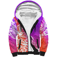 Polynesian Sunset Plumeria Sherpa Hoodie Pacific Island Tribal Purple Style LT9 Unisex Purple - Polynesian Pride