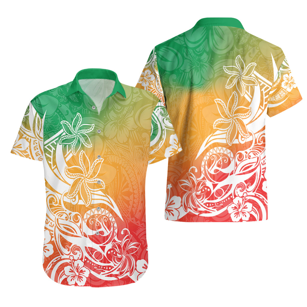 Polynesian Sunset Plumeria Hawaiian Shirt Pacific Island Tribal Reggae Style LT9 - Polynesian Pride