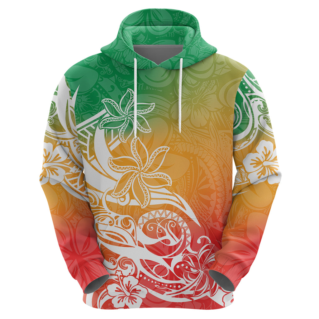 Polynesian Sunset Plumeria Hoodie Pacific Island Tribal Reggae Style LT9 - Polynesian Pride