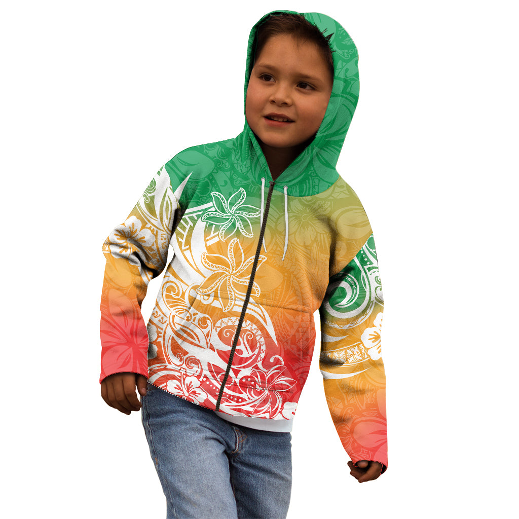 Polynesian Sunset Plumeria Kid Hoodie Pacific Island Tribal Reggae Style LT9 - Polynesian Pride