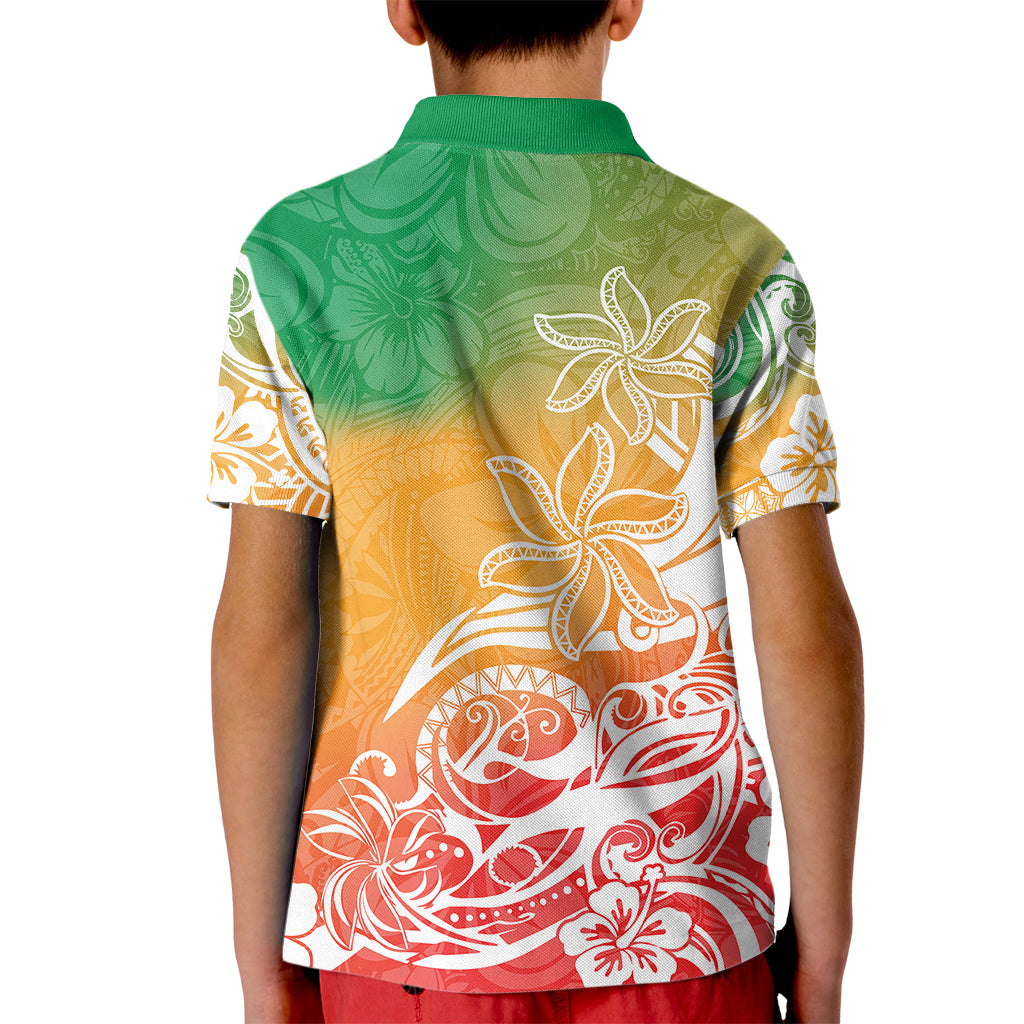 Polynesian Sunset Plumeria Kid Polo Shirt Pacific Island Tribal Reggae Style LT9 - Polynesian Pride