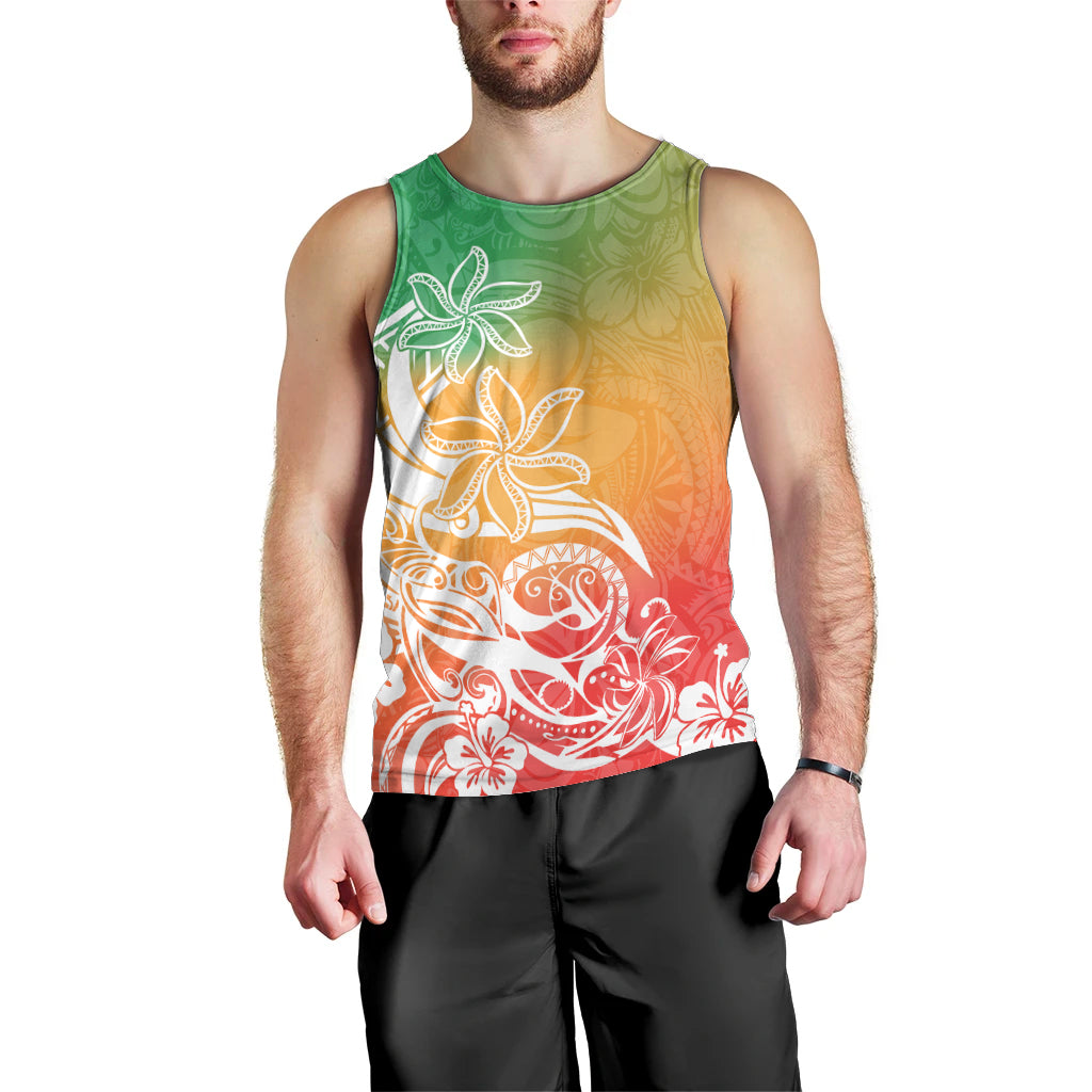 Polynesian Sunset Plumeria Men Tank Top Pacific Island Tribal Reggae Style LT9 - Polynesian Pride