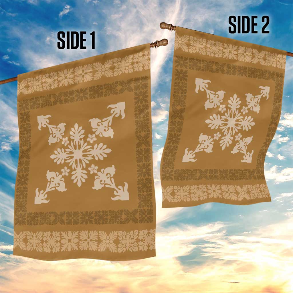 Hawaiian Quilt Block Design Garden Flag Gold Hawaii Culture Motifs - Polynesian Pride
