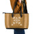 Hawaiian Quilt Block Design Leather Tote Bag Gold Hawaii Culture Motifs - Polynesian Pride