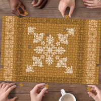 Hawaiian Quilt Block Design Puzzle Gold Hawaii Culture Motifs - Polynesian Pride