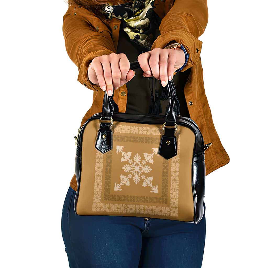 Hawaiian Quilt Block Design Shoulder Handbag Gold Hawaii Culture Motifs - Polynesian Pride