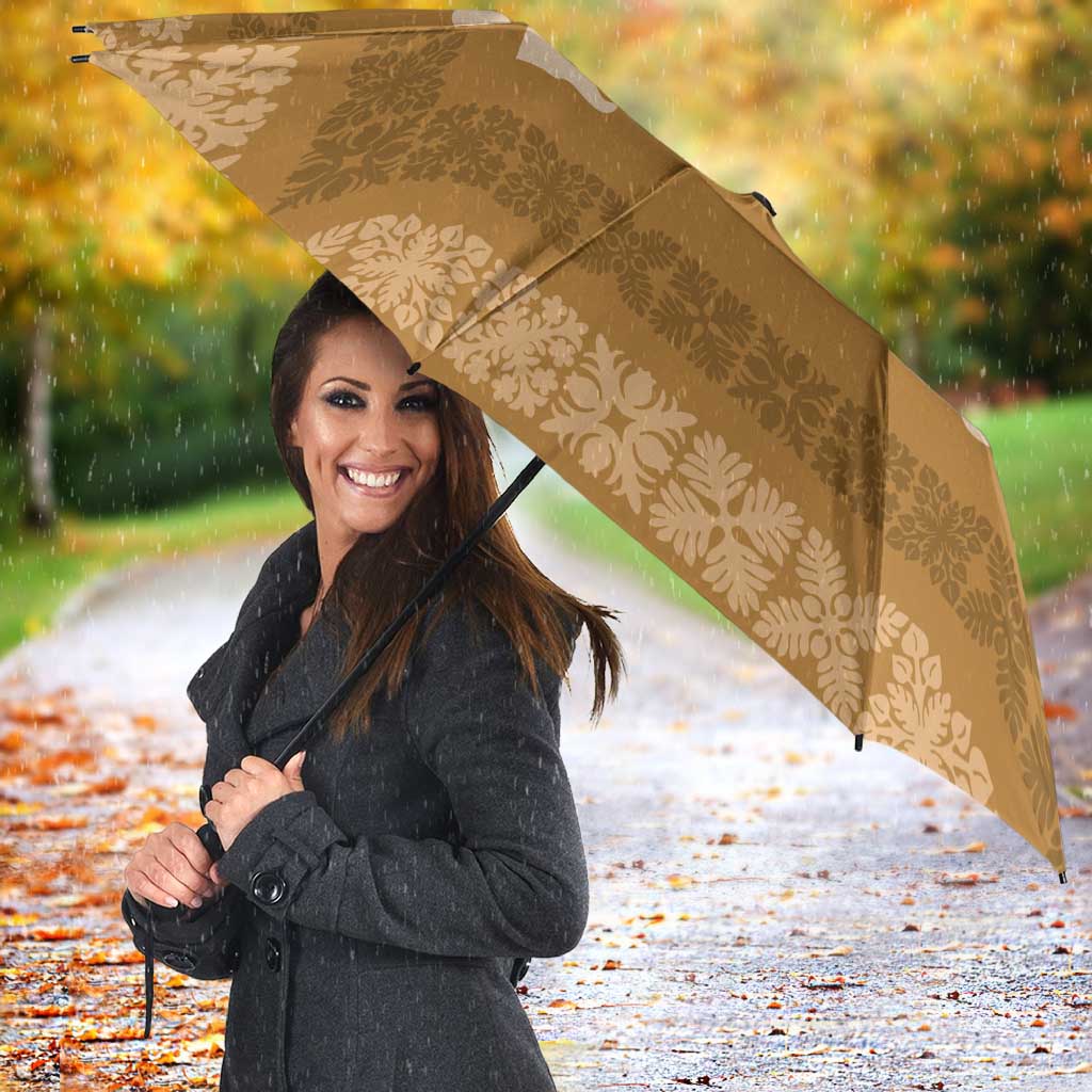 Hawaiian Quilt Block Design Umbrella Gold Hawaii Culture Motifs - Polynesian Pride