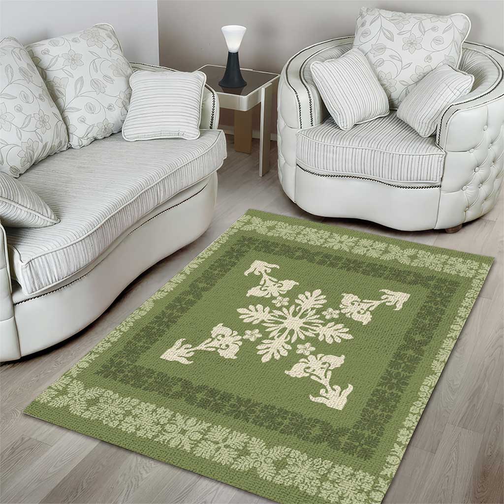 Hawaiian Quilt Block Design Area Rug Lime Hawaii Culture Motifs - Polynesian Pride