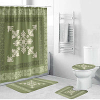 Hawaiian Quilt Block Design Bathroom Set Lime Hawaii Culture Motifs - Polynesian Pride