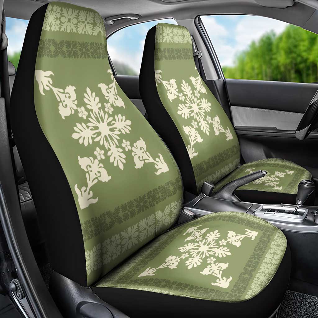 Hawaiian Quilt Block Design Car Seat Cover Lime Hawaii Culture Motifs - Polynesian Pride