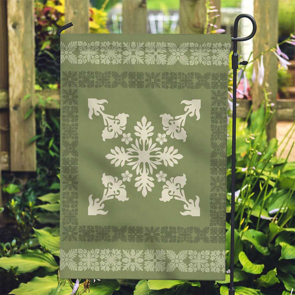 Hawaiian Quilt Block Design Garden Flag Lime Hawaii Culture Motifs - Polynesian Pride