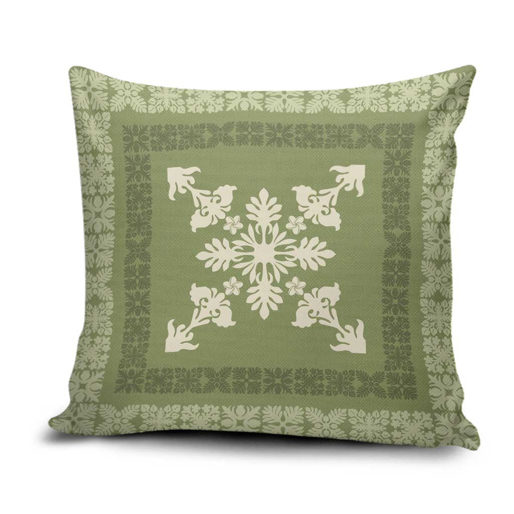Hawaiian Quilt Block Design Pillow Cover Lime Hawaii Culture Motifs - Polynesian Pride