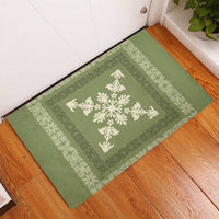 Hawaiian Quilt Block Design Rubber Doormat Lime Hawaii Culture Motifs - Polynesian Pride