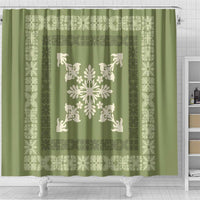 Hawaiian Quilt Block Design Shower Curtain Lime Hawaii Culture Motifs - Polynesian Pride