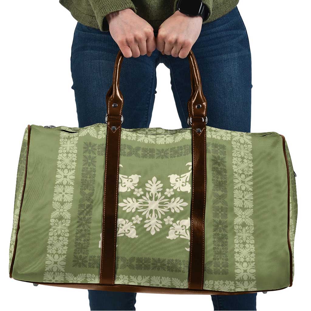 Hawaiian Quilt Block Design Travel Bag Lime Hawaii Culture Motifs - Polynesian Pride