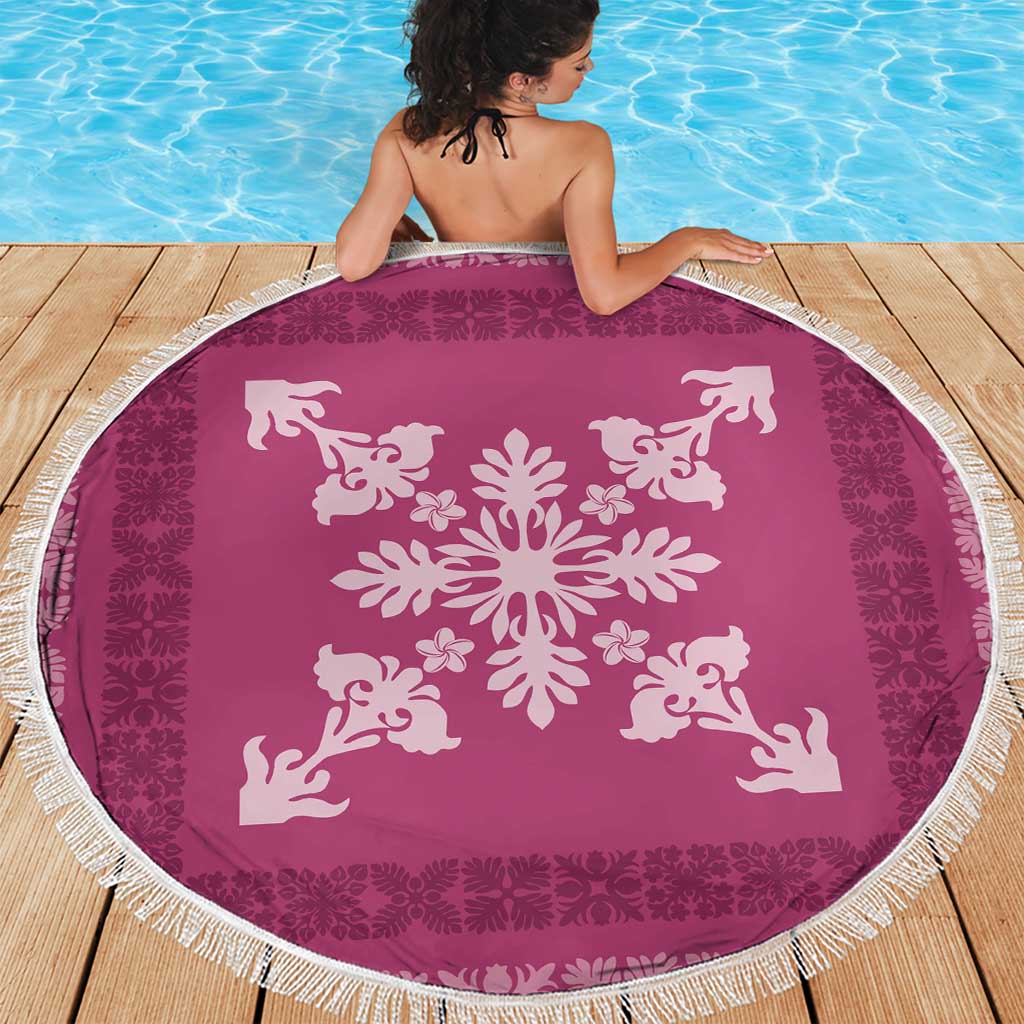 Hawaiian Quilt Block Design Beach Blanket Pink Hawaii Culture Motifs - Polynesian Pride