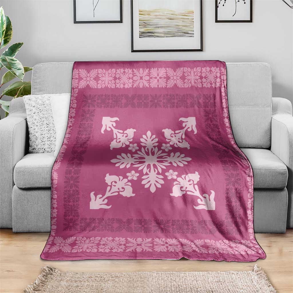 Hawaiian Quilt Block Design Blanket Pink Hawaii Culture Motifs - Polynesian Pride
