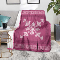 Hawaiian Quilt Block Design Blanket Pink Hawaii Culture Motifs - Polynesian Pride