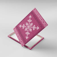 Hawaiian Quilt Block Design Canvas Wall Art Pink Hawaii Culture Motifs - Polynesian Pride