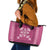 Hawaiian Quilt Block Design Leather Tote Bag Pink Hawaii Culture Motifs - Polynesian Pride