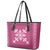 Hawaiian Quilt Block Design Leather Tote Bag Pink Hawaii Culture Motifs - Polynesian Pride
