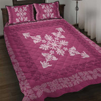 Hawaiian Quilt Block Design Quilt Bed Set Pink Hawaii Culture Motifs - Polynesian Pride
