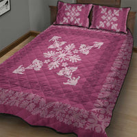 Hawaiian Quilt Block Design Quilt Bed Set Pink Hawaii Culture Motifs - Polynesian Pride