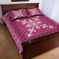 Hawaiian Quilt Block Design Quilt Bed Set Pink Hawaii Culture Motifs - Polynesian Pride