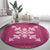 Hawaiian Quilt Block Design Round Carpet Pink Hawaii Culture Motifs - Polynesian Pride
