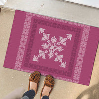 Hawaiian Quilt Block Design Rubber Doormat Pink Hawaii Culture Motifs - Polynesian Pride