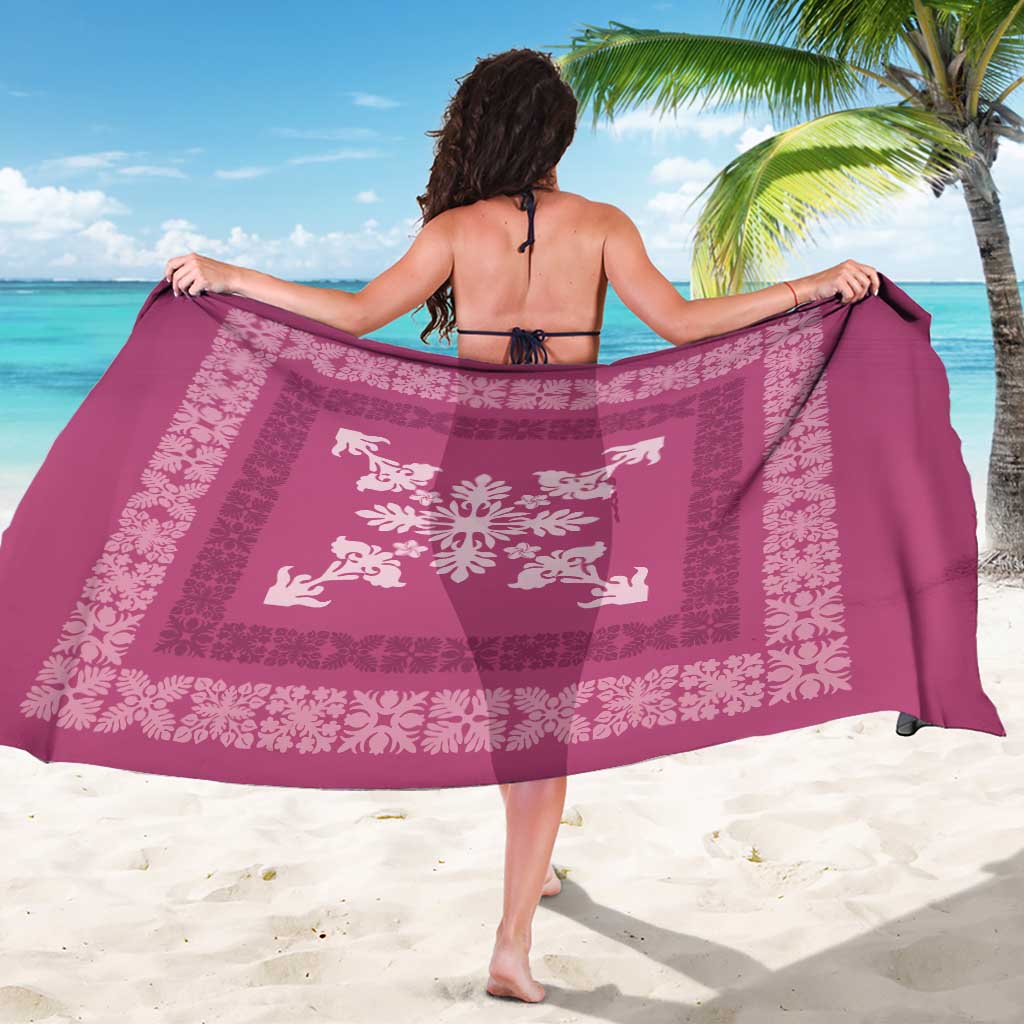 Hawaiian Quilt Block Design Sarong Pink Hawaii Culture Motifs - Polynesian Pride