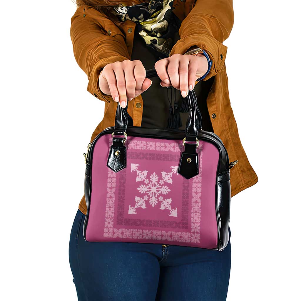 Hawaiian Quilt Block Design Shoulder Handbag Pink Hawaii Culture Motifs - Polynesian Pride