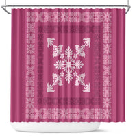 Hawaiian Quilt Block Design Shower Curtain Pink Hawaii Culture Motifs - Polynesian Pride
