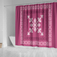 Hawaiian Quilt Block Design Shower Curtain Pink Hawaii Culture Motifs - Polynesian Pride