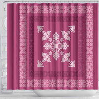 Hawaiian Quilt Block Design Shower Curtain Pink Hawaii Culture Motifs - Polynesian Pride