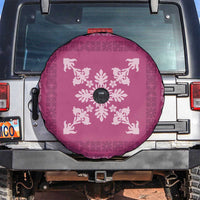 Hawaiian Quilt Block Design Spare Tire Cover Pink Hawaii Culture Motifs - Polynesian Pride