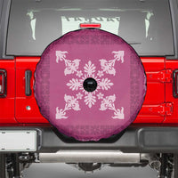 Hawaiian Quilt Block Design Spare Tire Cover Pink Hawaii Culture Motifs - Polynesian Pride