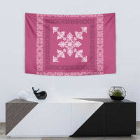 Hawaiian Quilt Block Design Tapestry Pink Hawaii Culture Motifs - Polynesian Pride