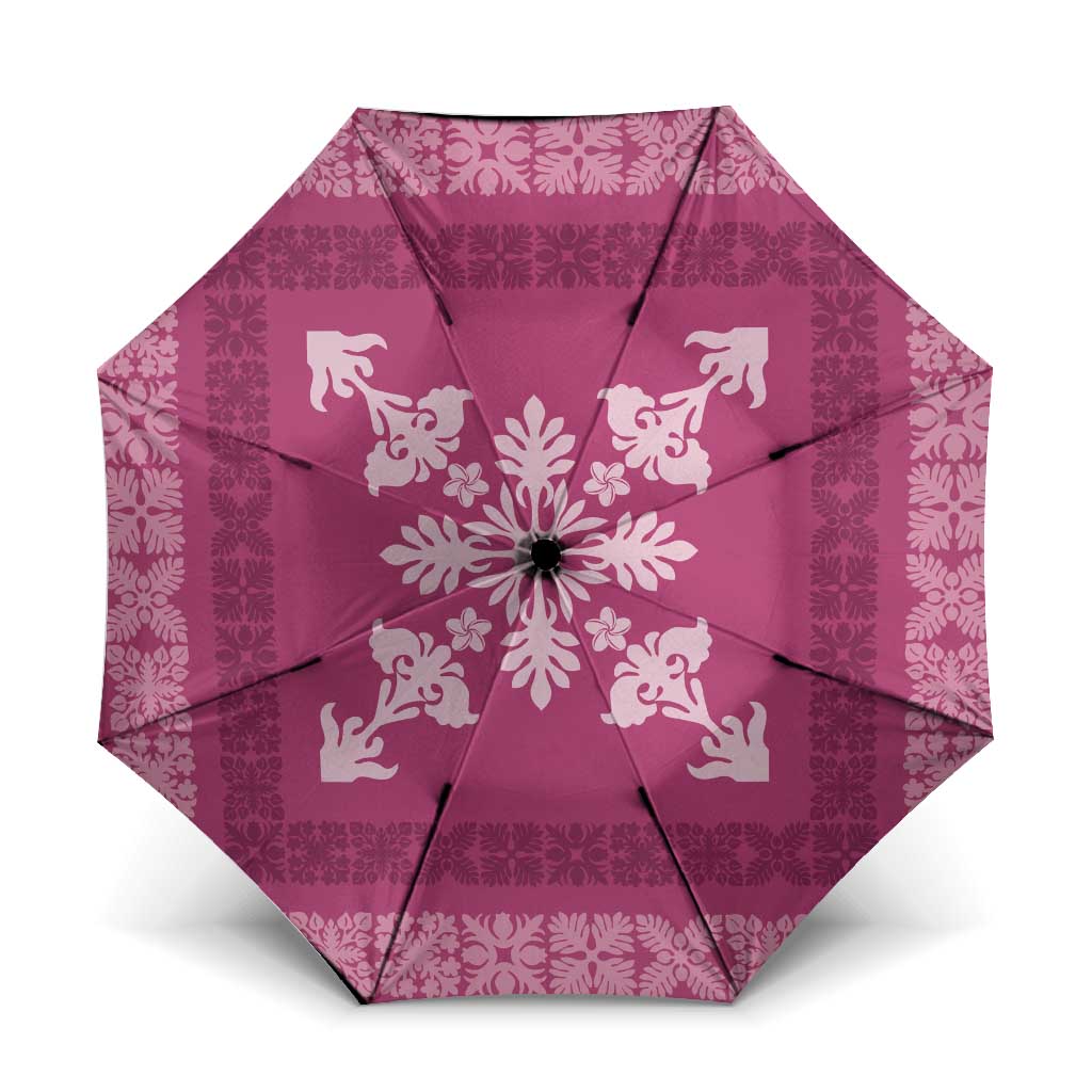 Hawaiian Quilt Block Design Umbrella Pink Hawaii Culture Motifs - Polynesian Pride