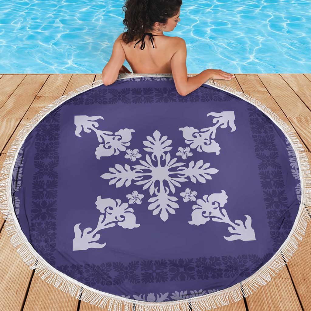 Hawaiian Quilt Block Design Beach Blanket Purple Hawaii Culture Motifs - Polynesian Pride