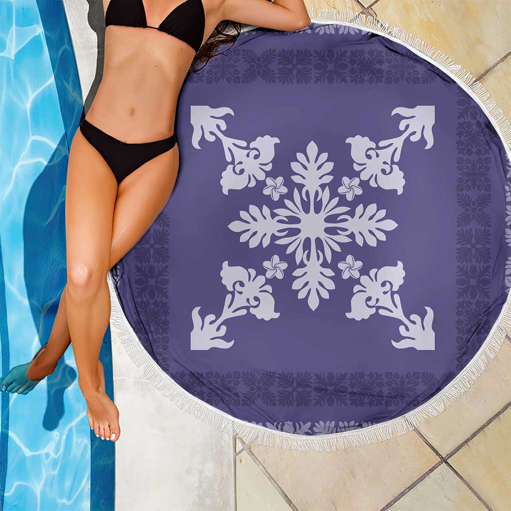 Hawaiian Quilt Block Design Beach Blanket Purple Hawaii Culture Motifs - Polynesian Pride