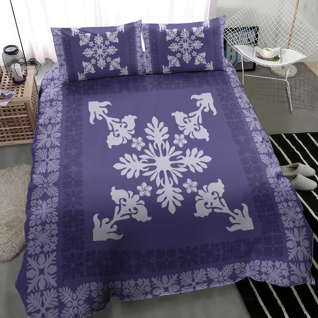 Hawaiian Quilt Block Design Bedding Set Purple Hawaii Culture Motifs - Polynesian Pride
