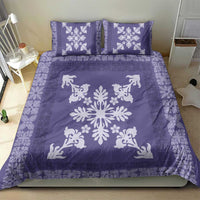 Hawaiian Quilt Block Design Bedding Set Purple Hawaii Culture Motifs - Polynesian Pride