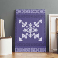 Hawaiian Quilt Block Design Canvas Wall Art Purple Hawaii Culture Motifs - Polynesian Pride