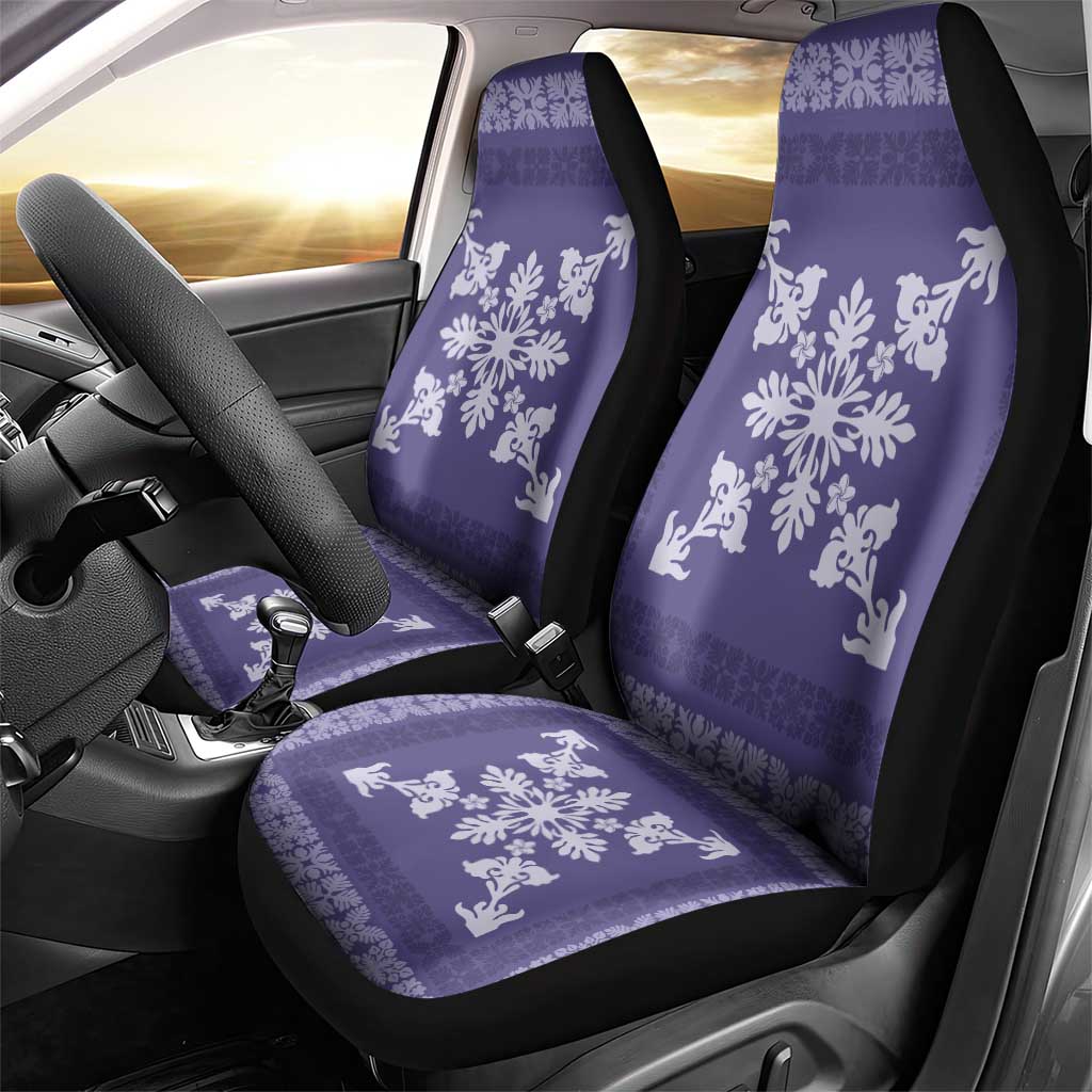 Hawaiian Quilt Block Design Car Seat Cover Purple Hawaii Culture Motifs - Polynesian Pride